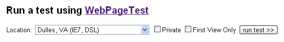 Running WebPageTest.org tests directly from details page