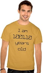 man in a binary age t-shirt